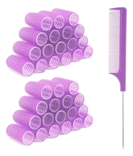 Rulos De Pelo Autoadherentes Con Peine, 18 Unidades, Sin Cal
