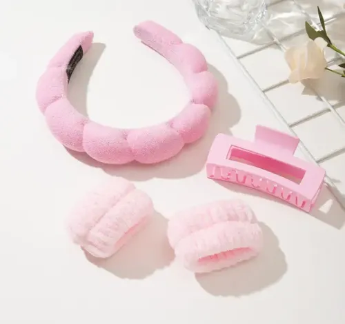 A Set Diadema Y Muñequeras Spa For Maquillaje Y Skincare C