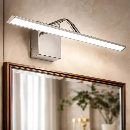 Aplique De Pared Led 50 Cm Movil Direccionable Para Baño Espejo Acero Luz Calida 220V