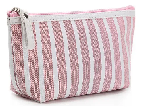 2 Bolsas De Maquillaje Sencillas A Rayas, Bolsa De Aseo