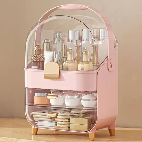 Organizador Maletin Con Manija Porta Maquillaje Cajones Tapa
