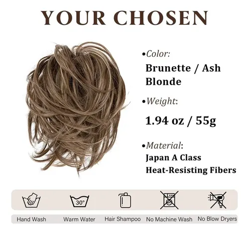 2 Piezas Extensión De Moño De Pelo Rizado Chongos T Regalo