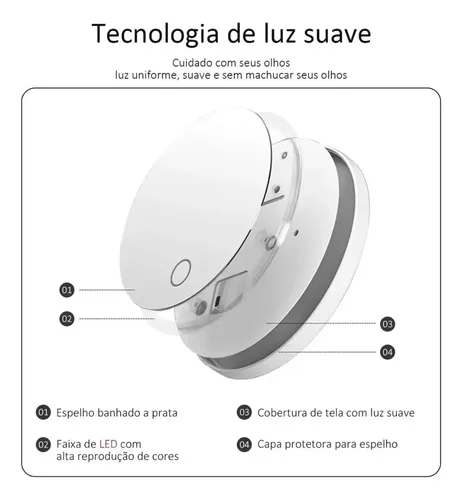 Espejo Led Plegable: Iluminación Y Aumento Ver Los Detalles