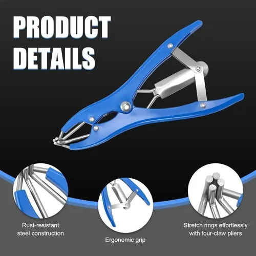 Pinza Con 100 Anillos Para Castrar Ganado Azul Azul