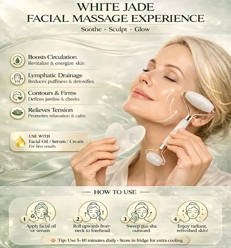 Set Masajeador Facial Jade Roller Y Gua Sha Birzoo