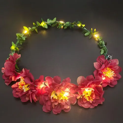 Diadema Con Corona De Flores Para Niñas, Morado Oscuro