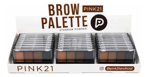 Set X 24 Paletas Sombras De Cejas Eye Brow Pink 21 Aplicador