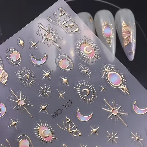 Pack De 3 Pegatinas De Uñas Barroco 3d – Corazón, Estrella Y