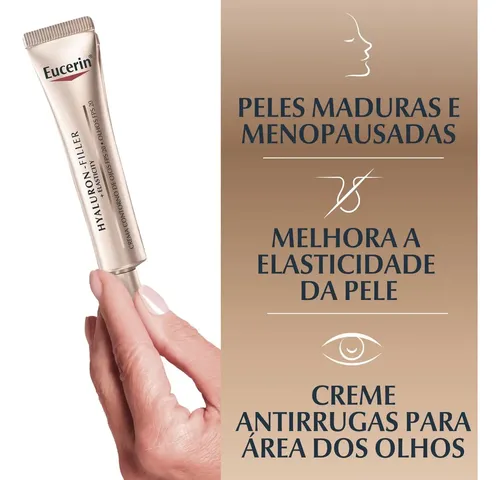 Crema reafirmante antienvejecimiento para ojos EUCERIN SPF 20, 15 ml, elasticidad, relleno de hialurón, ácido hialurónico, antiarrugas