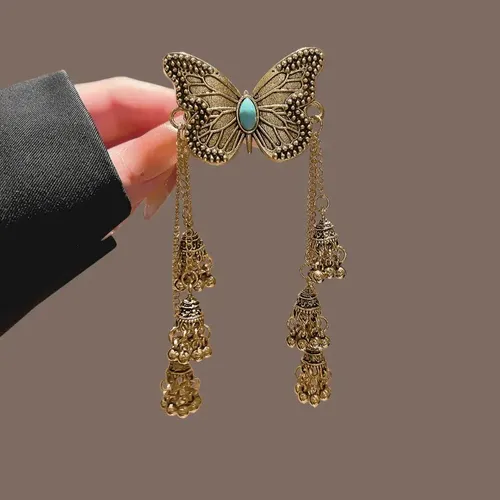Nuevos Accesorios De Pelo Con Borlas De Mariposas Chinas De  Bronze Gold Butterfly Bell Fringed Duck Clip