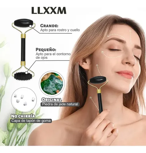 Masajeador De Jade, Set De 3 Rodillos Faciales De Piedra De