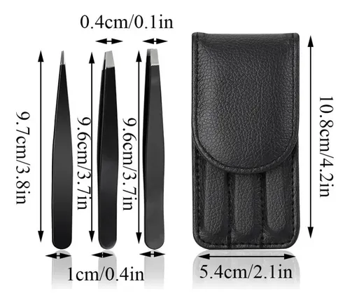 Juego Completo De Pinzas Para Cejas Con Estuche 3 Pieza