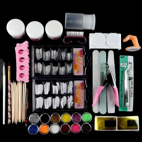 Kit De Uñas De Acrílico Con Polvo Líquido Brillo Tips