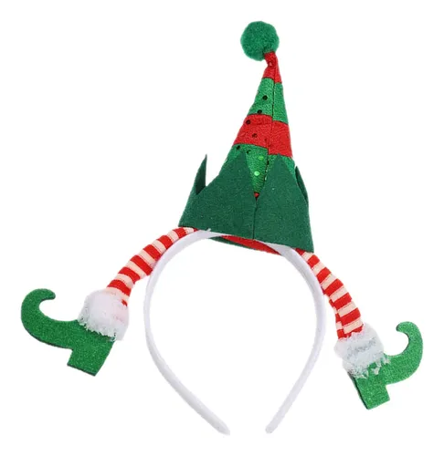 Diadema Peluche Verde Accesorio Pelo Navidad Fiesta