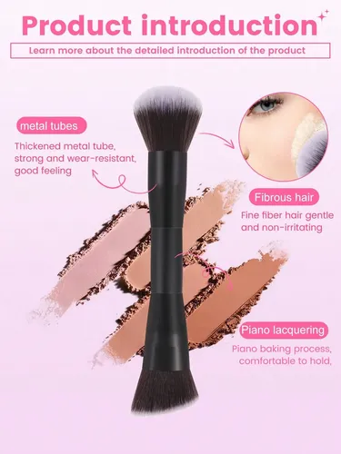 +new 6 Brochas Maquillaje Doble Punta Viaje Color Negro Negr