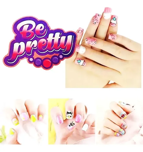 Kit De Uñas Postiza X 36 Para Niñas Infantil Super Cla D3287