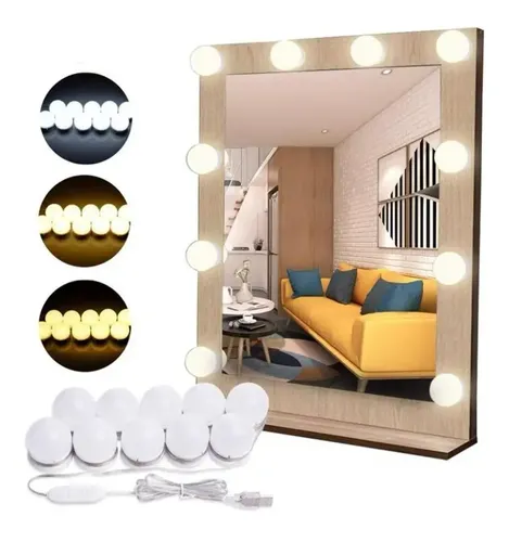 10 Focos Led Usb Luces Vanity Para Espejo De Maquillaje Color De La Luz Blanca