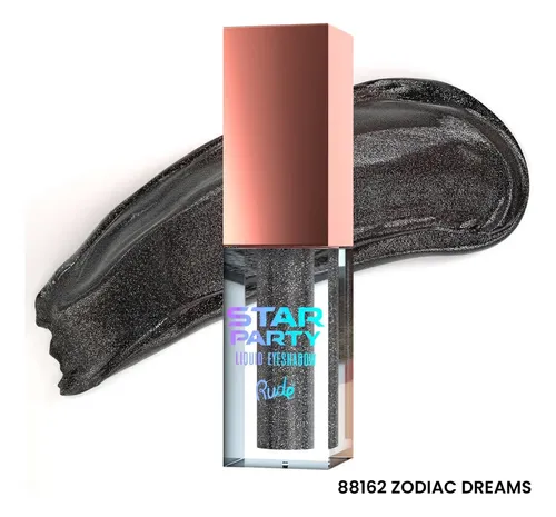 Sombra Liquida Star Party Liquid Eyeshadow Tonos Zodiac Dreams (Negro) Acabado Con Glitter Rude Cosmetics