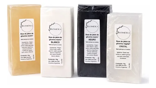 Base Jabón Glicerina Neutro Blanco Negro Cristal 1 Kg X 4