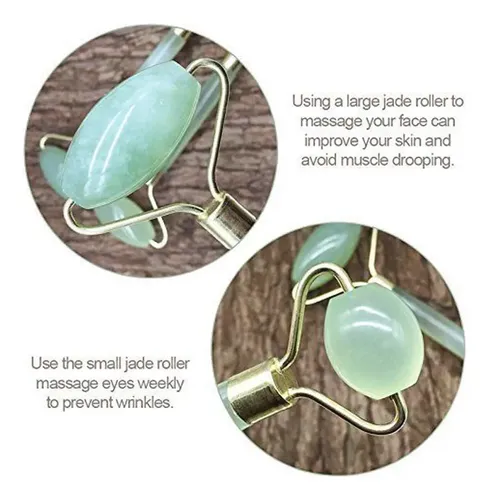 Rodillo De Jade Natural Masajeador Facial Y Antiarrugas