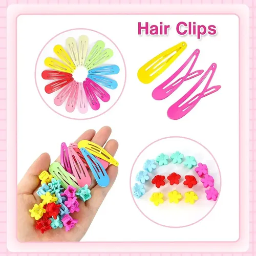 830 Piezas De Ligas Y Pinzas Para El Cabello Niñas Rayadas Rayas