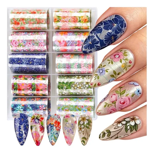 Nail Foil Floral Byjkyen Xf-038 10 Rollos