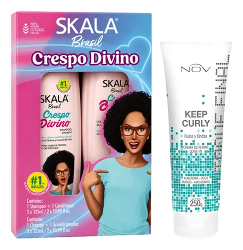 Kit Para Rulos Shampoo + Acondicionador Skala + Keep Curly