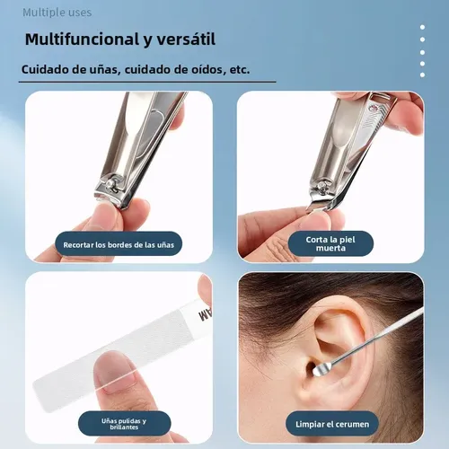 Set De Manicura De 5 Piezas Con Alicates Antisalpicaduras Y