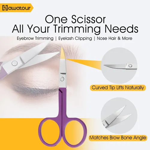 Set De Pinzas Y Tijeras Para Cejas Hawatour Acero Inoxidable