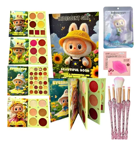 Kit De Maquillaje Infantil Libro Labubu +brocha+mascarilla