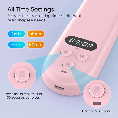 Lámpara Uv Recargable 34 Leds Rosa Para Resina Y Joyas