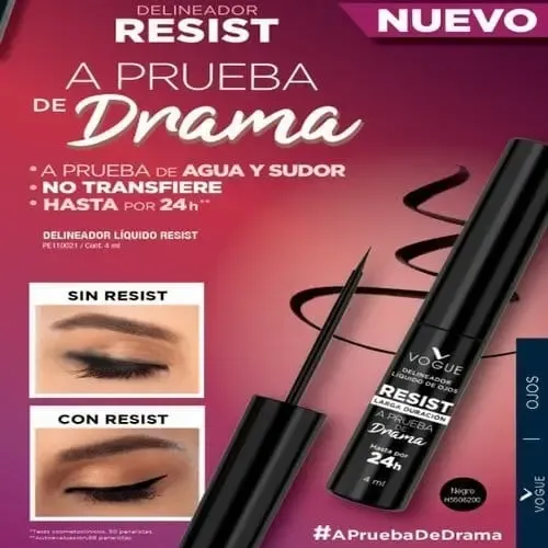 Delineador De Ojos Liquido Vogue Resist 24h Larga Duración