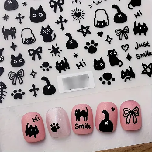 8pcs Pegatinas De Uñas De Gato De Dibujos Animados Para Muje