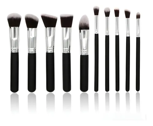 Set De Brochas De Maquillaje De 10 Piezas Con 5 Cabellos Gra