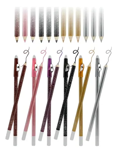 Lapiz Delineador Para Ojos Glitter Pink 21 Color 12 Tonos