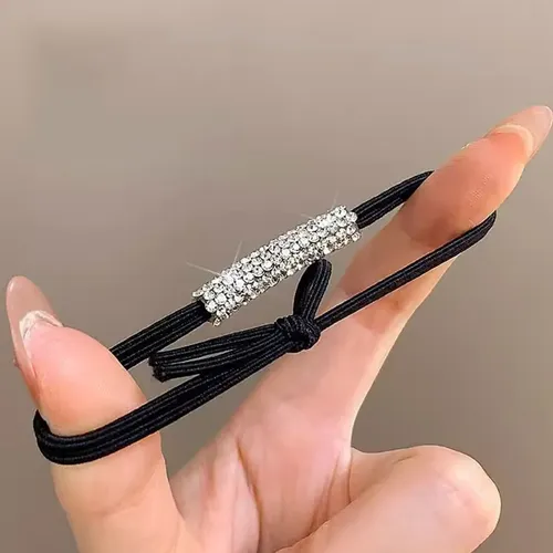 (bk) Corbata Elástica Para El Pelo Con Decoración De Diamant Negro Not Specified