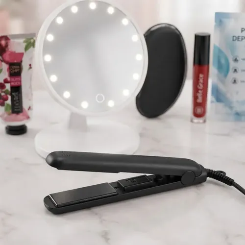 Kit Belleza 6 En 1 Espejo Led Planchita Maquillaje