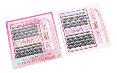 Kit Pestañas Postizas En Racimo Naez Pegamento Pinza Negro D 1.4 Cm 0.07 Mm
