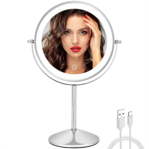 Espejo De Maquillaje Ffowcye 8 Luces Con Aumento De 1x/10x