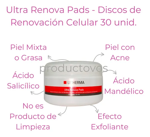 Ultra Renova Pads Grasa Acne Salicilico Mandelico Lidherma