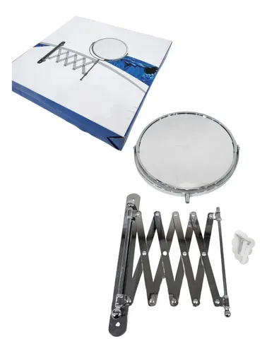 Espejo Metal Doble 20 Cm Brazo Extensible Aumento X3 Cromado Cromado