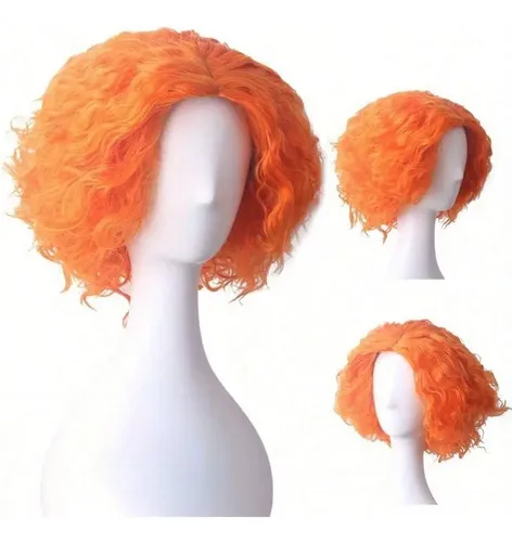 Dt. Peluca Corta Rizada Negra Elegante Mujer – Fibra