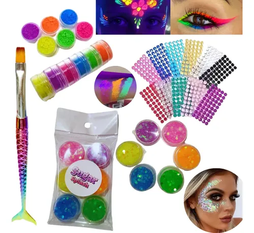 Party Box Bar Neon Glitter Gel Strass Premium Fiesta Fluo