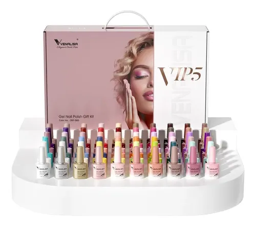 Set Gel Uñas Venalisa Vip5 60 Colores Con Base Y Top Coat