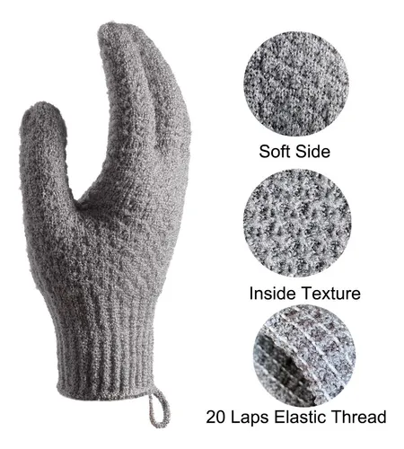 Guantes Exfoliantes Grandes Para Baño Y Spa Negro Y Gris