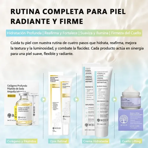 Kit Weud Antiedad Reafirm Péptidos Colágeno Rostro Y Cuello