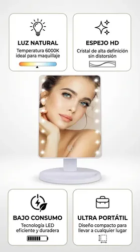 Espejo Rectangular De Mano Aitech Espejo Led Rectangular Con