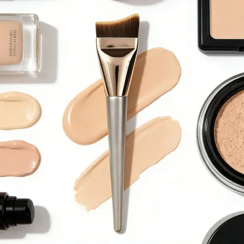 Brocha de maquillaje suave y curvada para la base de la piel, brocha de maquillaje ligera y portátil