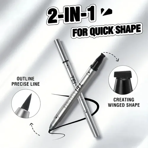 Lapiz Delineador Doble Punta Eyeliner 24hs Waterproof Tei Negro Brillante