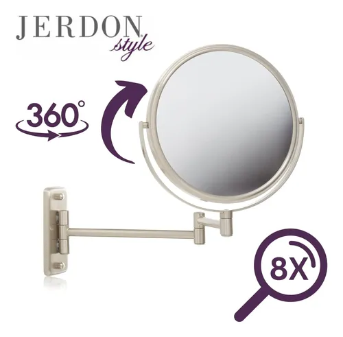 Espejo De Maquillaje Jerdon Para Pared Con Aumento 8x Acabad
